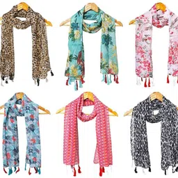 stolevilla Printed Chiffon Women Multicolor Scarf, Stole, Fancy Scarf-picture-25