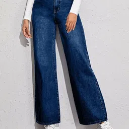 kotty Women Flared High Rise Blue Jeans image 1