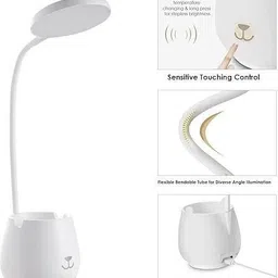 fokrim DC5V 4W LEDs Table Desk Reading Lamp Sensitive Touching Control with Pen Holder Study Lamp image 2