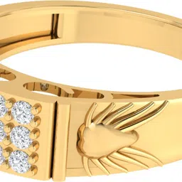 diamtrendz jewels Sterling Silver Zircon Gold Plated Ring For Men & Boys Sterling Silver Cubic Zirconia Gold Plated Ring image 3