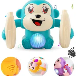 mega shine Dancing Monkey Musical Toy for Kids Baby Spinning Rolling Doll Tumble Toy image 1