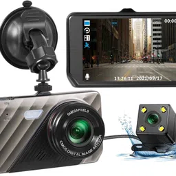 qawachh Touch Screen Dash Cam 4" 1080P Dual Lens Car DVR Recorder Front and Rear Camera In-car Camera System-picture-13