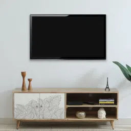 casacraft from pepperfry Natale Mango Wood TV Console In Natural Finish Inspired By Ranthambore image 1