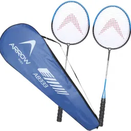 arrowmax Pair Combo Light Weight Aluminium Wide Body Blue Strung Badminton Racquet-picture-11