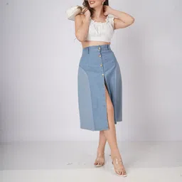 aksha creation Women Solid A-line Light Blue Skirt-picture-24