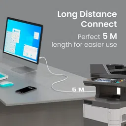 Portronics Reversible USB 2.0 5 m PrintLink 5 Printer Cable, USB Type-A to Type-B Cord, 5 m / 16.5 Ft Long, image 4