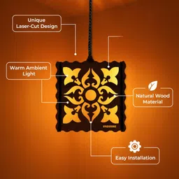 us dzire Wooden Lamp Shade (2 Lamp Set) Hanging Light Fixture |For Home Living Room Decor Pendant Lamp Ceiling Lamp image 5