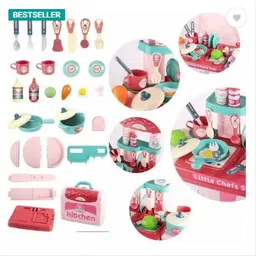 kettoby 3 in 1 Kitchen Suitcase for Kids Portable Cooking For Kids Kitchen Play Set Toy image 3