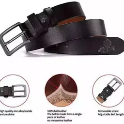 sagiron Men Casual Black Synthetic Belt image 4