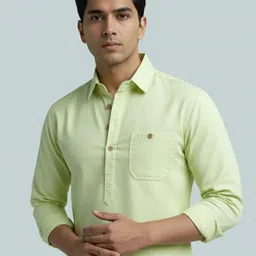 vashuqi Men Solid Cotton Blend A-line Kurta image 4