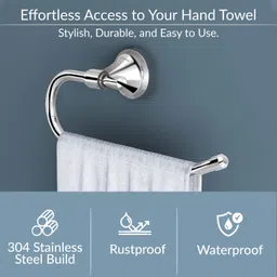 plantex Niko Stainless Steel 304 Grade Napkin Ring/Towel Ring/Napkin Holder/Towel Hanger/Bathroom Accessories (Chrome) Silver Towel Holder image 4