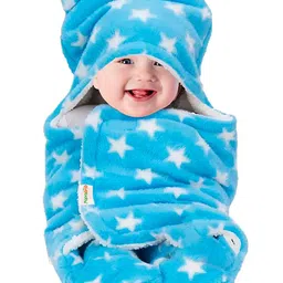 OyO Baby Blue & White Fleece Mild Winter 553 GSM Single Bed Blanket-image-32