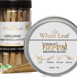 Premium Herbal Smoking Blend 30G Mixture Nicotine Free & 50 Pc Tendu Leaf Rolls Smoking Cessations-image-26