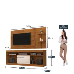 casacraft from pepperfry Bancada TV Unit in Rustico Terrara & Off White Finish for TVs up to 60" image 3