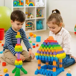 pulsbery Hexa Building Blocks 100 Pcs Set for Kids Creative Construction,Interlock Blocks-picture-11