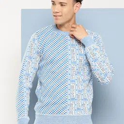 metronaut Men Solid Round Neck Blue Sweater-picture-18