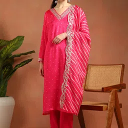 dishwa fashion Women Silk Blend Kurta Pant Dupatta Set-picture-11