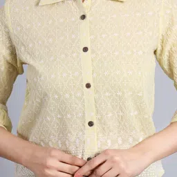 scrvin Casual Bell Sleeves Solid Women Yellow Top image 4