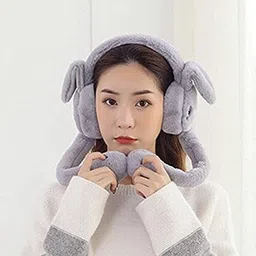 ablue clipper Cute Rabbit Bunny Design Soft Foldable Ear Moving Earmuff for Girls & Kids Ear Muff image 5
