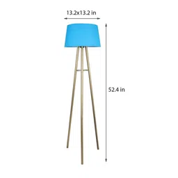 homesake Turquoise Cotton Shade Floor Lamp With Metal Base image 3