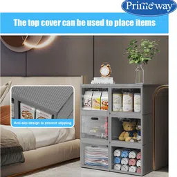 primeway Non Woven Fabric Cabibox with Transparent Door, Folding Closet Organizers, 36Ltr PP Collapsible Wardrobe image 4