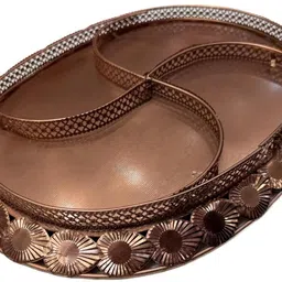 kraftin studio Pure Copper Serving Tray for Dry Fruits, Decorative Plate for Dining Table Tray image 4