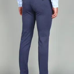 peter england Men Slim Fit Light Blue Polyester Trousers image 4