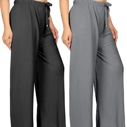 payaltextile Pack of 2 Women Regular Fit Multicolor Cotton Blend Trousers image 1