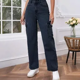 Women Boyfriend High Rise Black Jeans-image-49