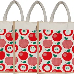 kuber industries Jute 3 Pieces Lunch Carry Bag (Red)-CTKTC13320 Pack of 3 Grocery Bags-picture-22