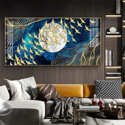 the next decor Gilded Skyward Flock Glass Finish Horizontal Wall Art-picture-35