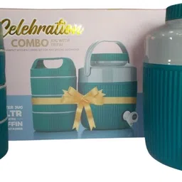 kotak sales KotakSales Celebration Combo PUF Insulated 3 Litre Jug Food Grade 3 Containers Lunch Box image 1