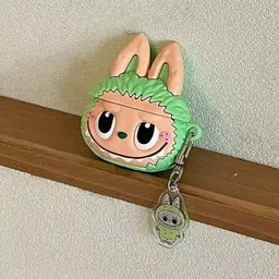 YSTIFYRA Silicone Press Stud Earbuds Case For Apple AirPods 4th Generation (2024) Type( USB-C) Model with Carabiner Green image 1