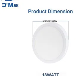 d'mak 18 Watt Round Surface Led Panel Light (White,Pack Of 01) Ceiling Light Ceiling Lamp image 3