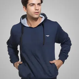 reya Men Full Sleeve Solid Hooded Sweatshirt image 1