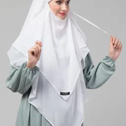 nazneen Solid Georgette Women White Scarf image 2