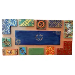 disoo fashions Wooden 3D Handmade Rectangle Wall Art In Blue With Om image 2