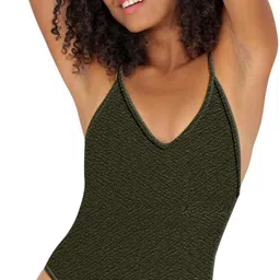 jovo Solid Women Swim-dress Dark Green Swimsuit image 2