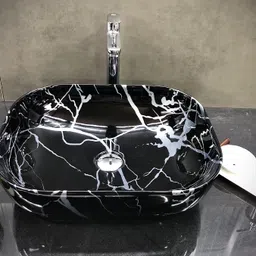 delta Premium Designer Ceramic Wash Basin(M53)(Silver) inch(19.5*14.5*5)(M53)(Silver) Table Top Basin image 2