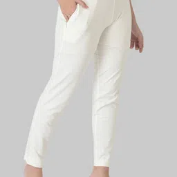 Dollar Missy Women's Cotton Four-Way Stretchable Kurti Pant Women Slim Fit White Cotton Blend Trousers image 3
