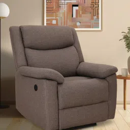 mintwud from pepperfry Spark Fabric 1 Seater Motorised Recliner In Brown Colour image 1