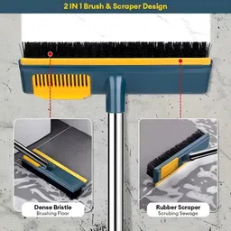 kitchly 2-in-1 Bathroom & Floor Cleaning Comb Brush with Wiper Plastic Wet and Dry Brush image 2