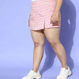 berrylush curve Checkered Women Pink Regular Shorts-picture-12