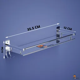 bzcarts Single Layer Multipurpose shelf | Bathroom Rack Shelf | Bathroom Accessories Stainless Steel Wall Shelf image 4