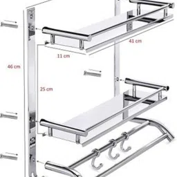 istar Stainless Steel Premium Towel rack Abs and Folding Towel Rack/Towel Hanger/Towel Stand/Holder/Bathroom Accessories, Stainless Steel Silver Towel Holder (Stainless Steel) Silver Towel Holder image 4
