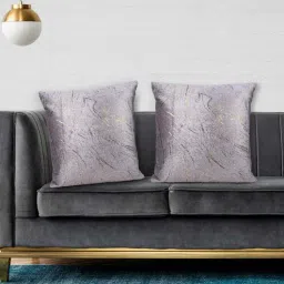 mfd home furnishing Grey Velvet Traditional 16x16 inches Cushion Covers (Pack of 2)-picture-16