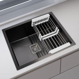 plantex High Grade Stainless Steel Handmade Kitchen Sink With Drain Rack 304 Grade Stainless Steel Handmade Kitchen Sink With Drain Rack (24x18 Inches) Vessel Sink-picture-27