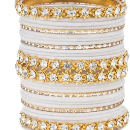 mamon creations Metal, Fabric, Alloy Crystal Gold-plated Bangle Set image 2