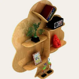 vibecrafts Tree Backlit Natural Wood Wall Shelf image 4