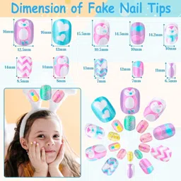 plenteous Fake Nails for baby Girls, Acrylic Artificial Press on Nails for Gift (96 pcs) image 3